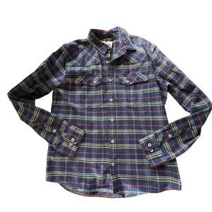 NEW w TAGS STIO MARITIME PLAID MIDWEIGHT FLANNEL BUTTON DOWN LONG SLEEVE MEDIUM